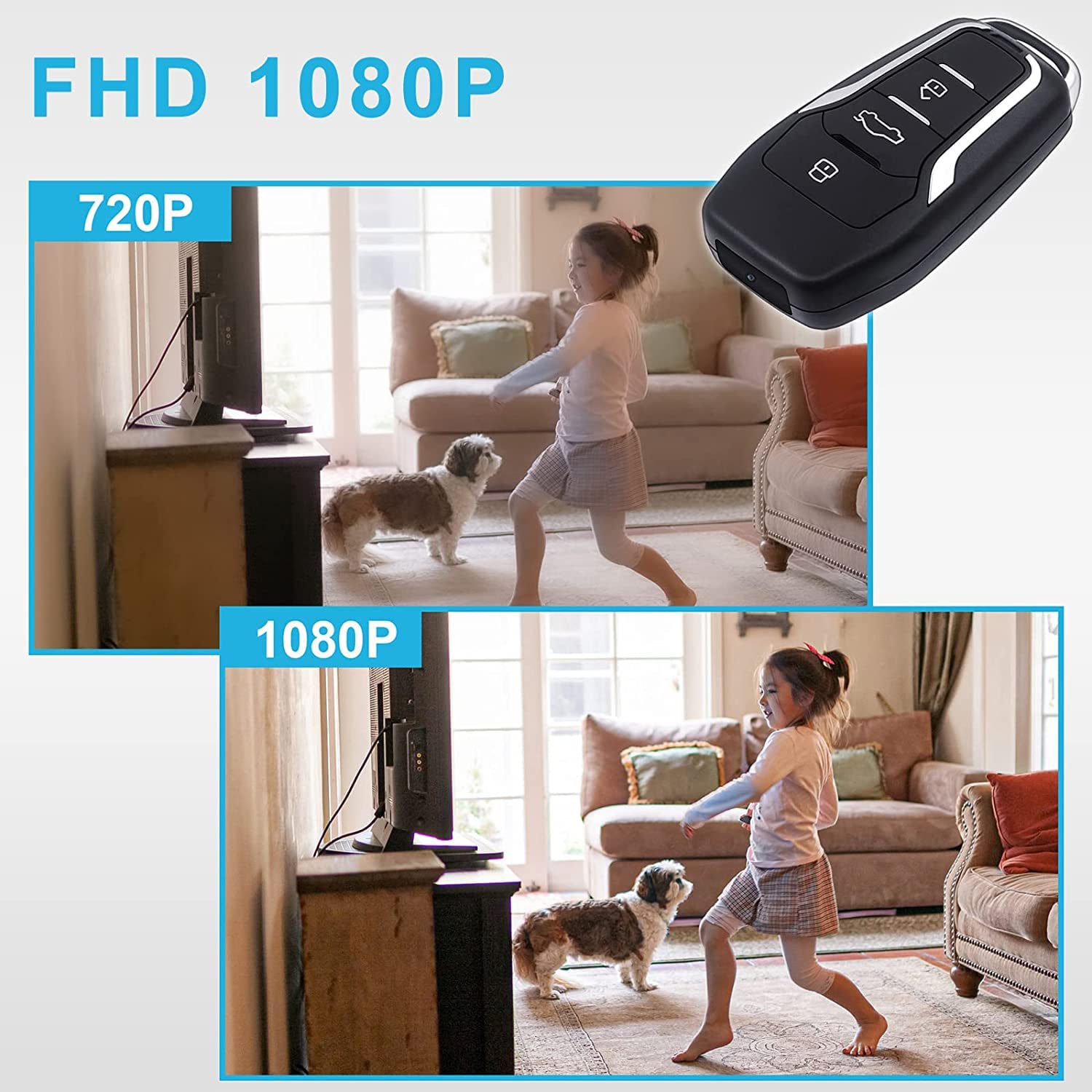 1080P Mini Hidden Spy Camera with Motion Detection - 64GB Car Key Camera, Small Portable Security Camera (QD004UK) for Home Surveillance, Office Monitoring & Secret Recording