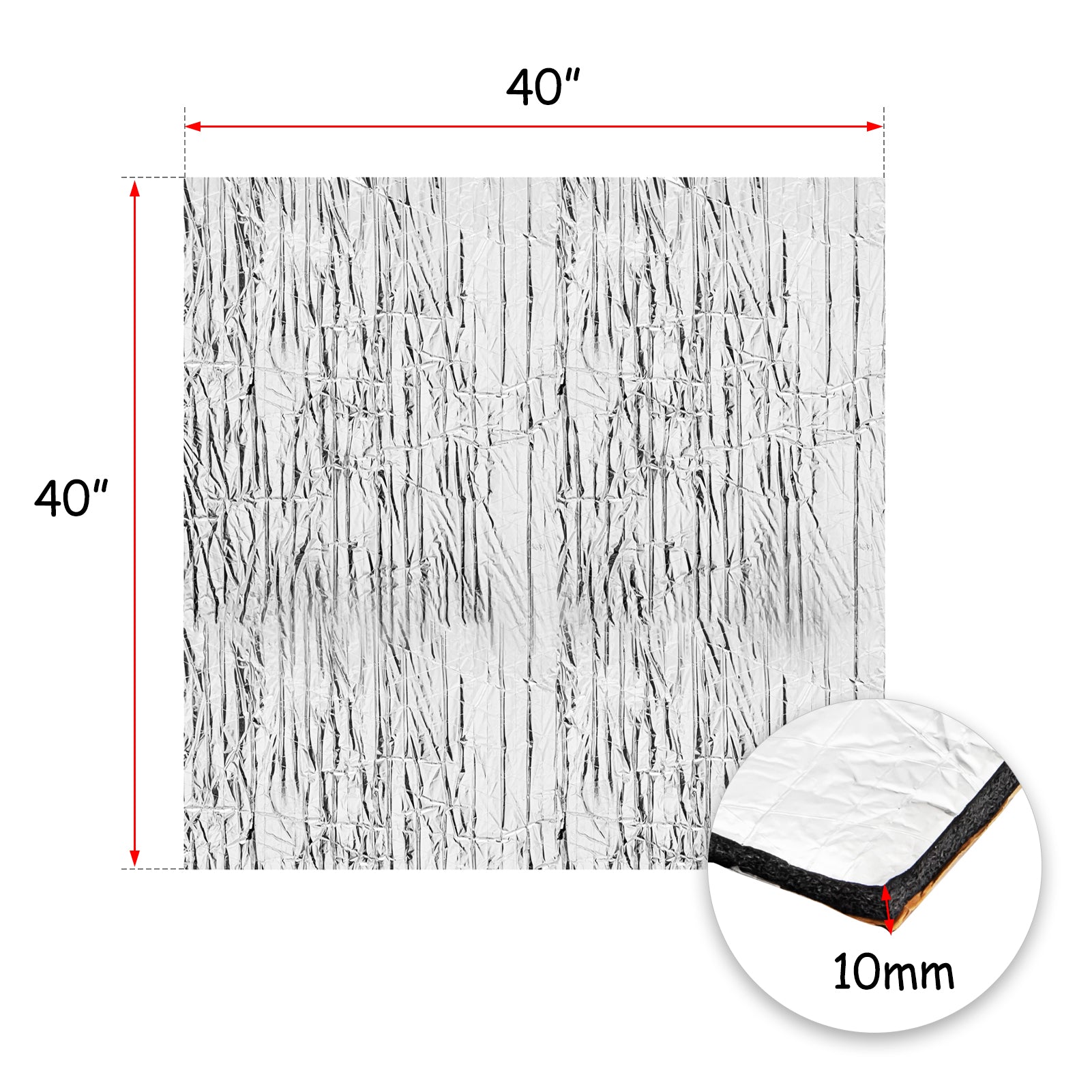 10mm 40x40 Motorcycle Engine Heat Shield Sound Deadener Mat - Noise Dampening & Thermal Insulation for Motorcycles, ATVs, Dirt Bikes - Reduce Engine Noise & Heat Transfer for Comfortable Riding