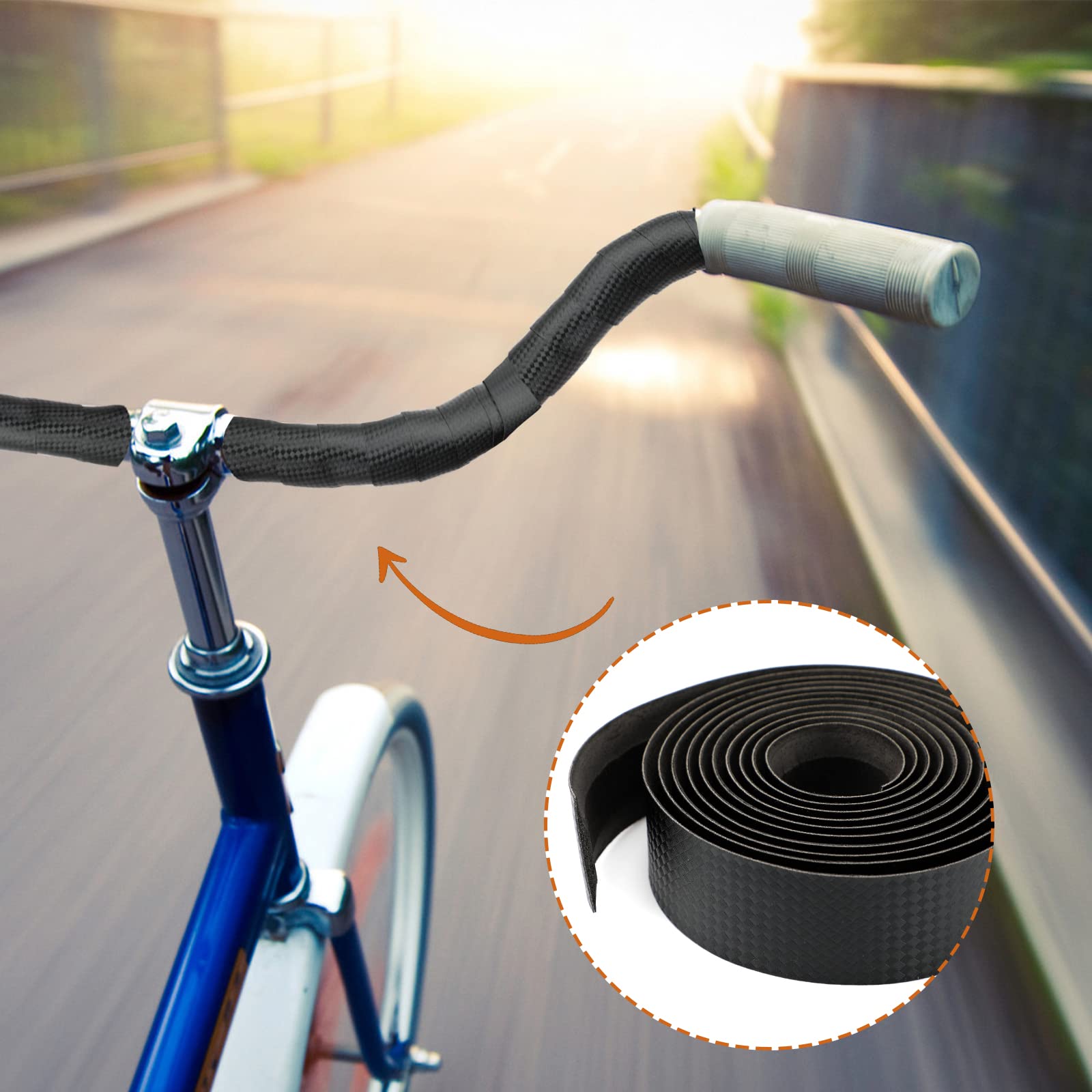 Premium Road Bike Handlebar Tape - Non-Slip, Breathable Cycling Bar Grip with 2 Bar End Plugs - Perfect for Road Bikes, Mountain Bikes & Commuting - Ideal for Long Rides, Racing & Daily Cycling Comfort