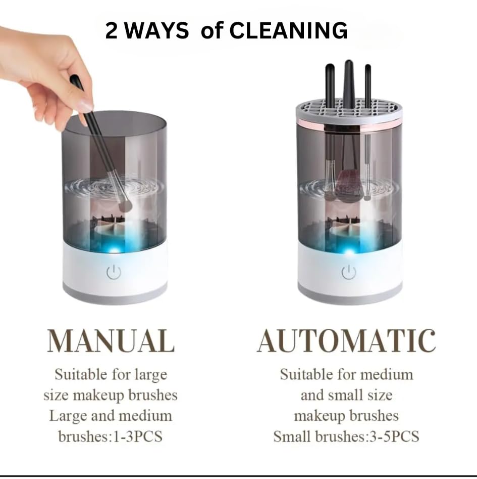 Electric Makeup Brush Cleaner 7000rpm - Automatic Cosmetic Brush Washer with High Speed Spinner | Portable & Quick Cleaning for Foundation, Eyeshadow & Blush Brushes | Perfect for Home & Travel Makeup Kits