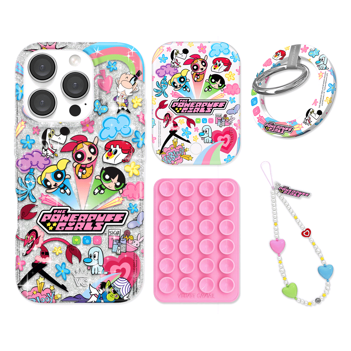 The Powerpuff Girls Girl Power iPhone Case Bundle Set with Grip - Cute Cartoon Character Phone Cover for Girls & Women - Perfect for School, Work, Travel & Everyday Use