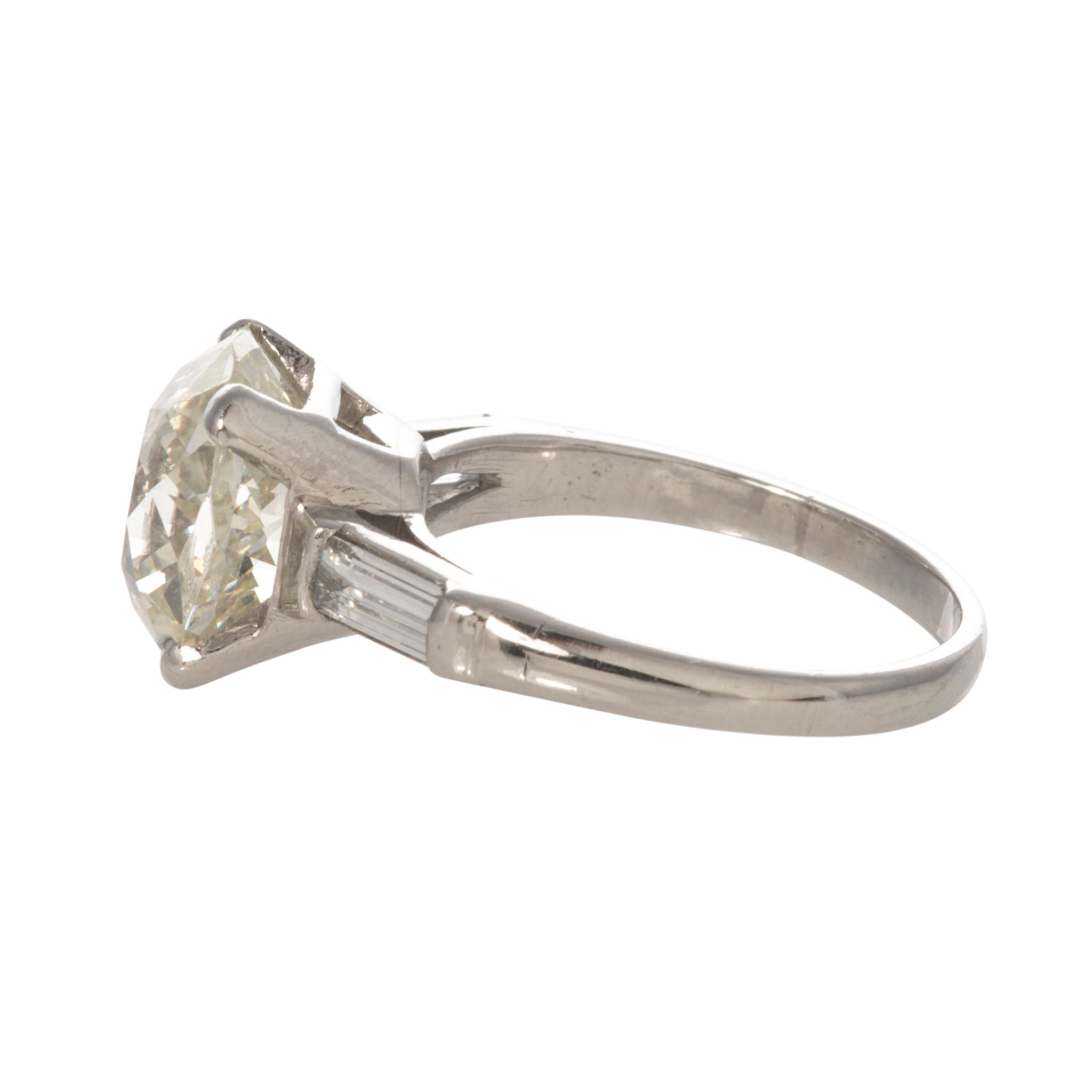 4.26ct Cushion Cut Diamond Engagement Ring with 0.50ct Baguette Side Stones in Platinum - Perfect for Proposals, Anniversaries & Special Occasions