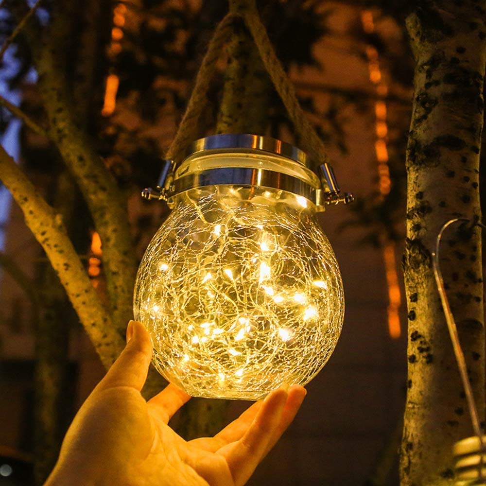 Solar Mason Jar Lights Outdoor - Waterproof Hanging LED Fairy Lanterns for Garden, Patio, Lawn - IP65 Firefly Solar Jars for Romantic Backyard, Wedding, Party Decor & Camping Lighting