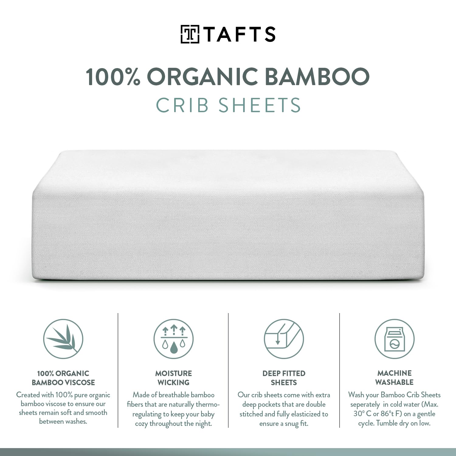 Organic Bamboo Viscose Crib Sheets 2-Pack - Soft, Breathable & Cooling Fitted Crib Sheets for Standard Crib & Toddler Mattress (28