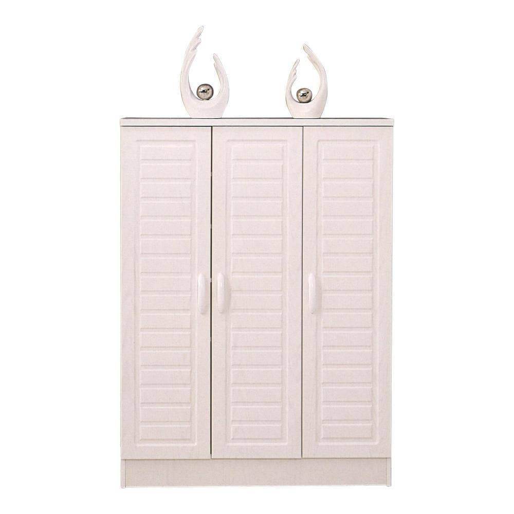 Iota White 3-Door Shoe Cabinet - Organize & Store Shoes, Boots & Accessories - Perfect for Entryway, Closet & Mudroom Storage
