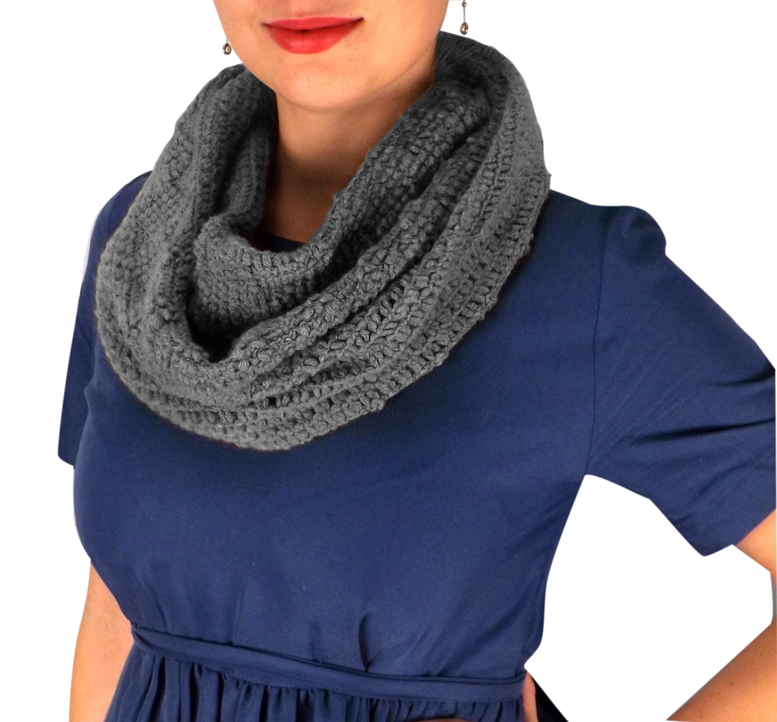 Women's Fashionable Warm Knitted Winter Infinity Scarf - Cozy & Stylish Loop Snood for Cold Weather, Outdoors, and Holiday Outfits