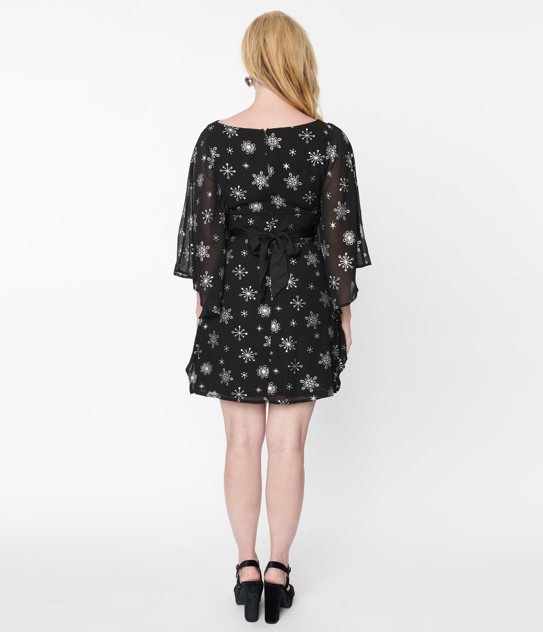 Smak Parlour Black & Silver Snowflake Social Climber Caftan Dress - Elegant Holiday Party Wear & Christmas Outfit for Women