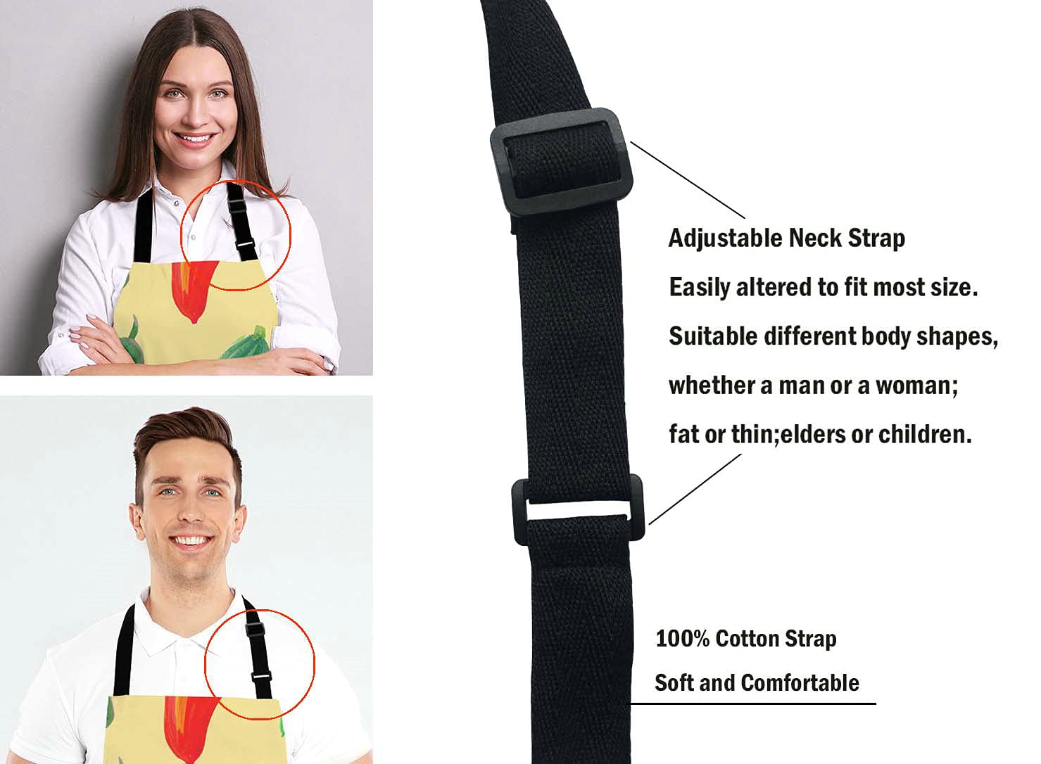 Adjustable Watercolor Juicy Vegetables Bib Apron for Men & Women - Perfect for Cooking, Baking, BBQ, and Professional Chef Use in Kitchen, Grill, Bistro