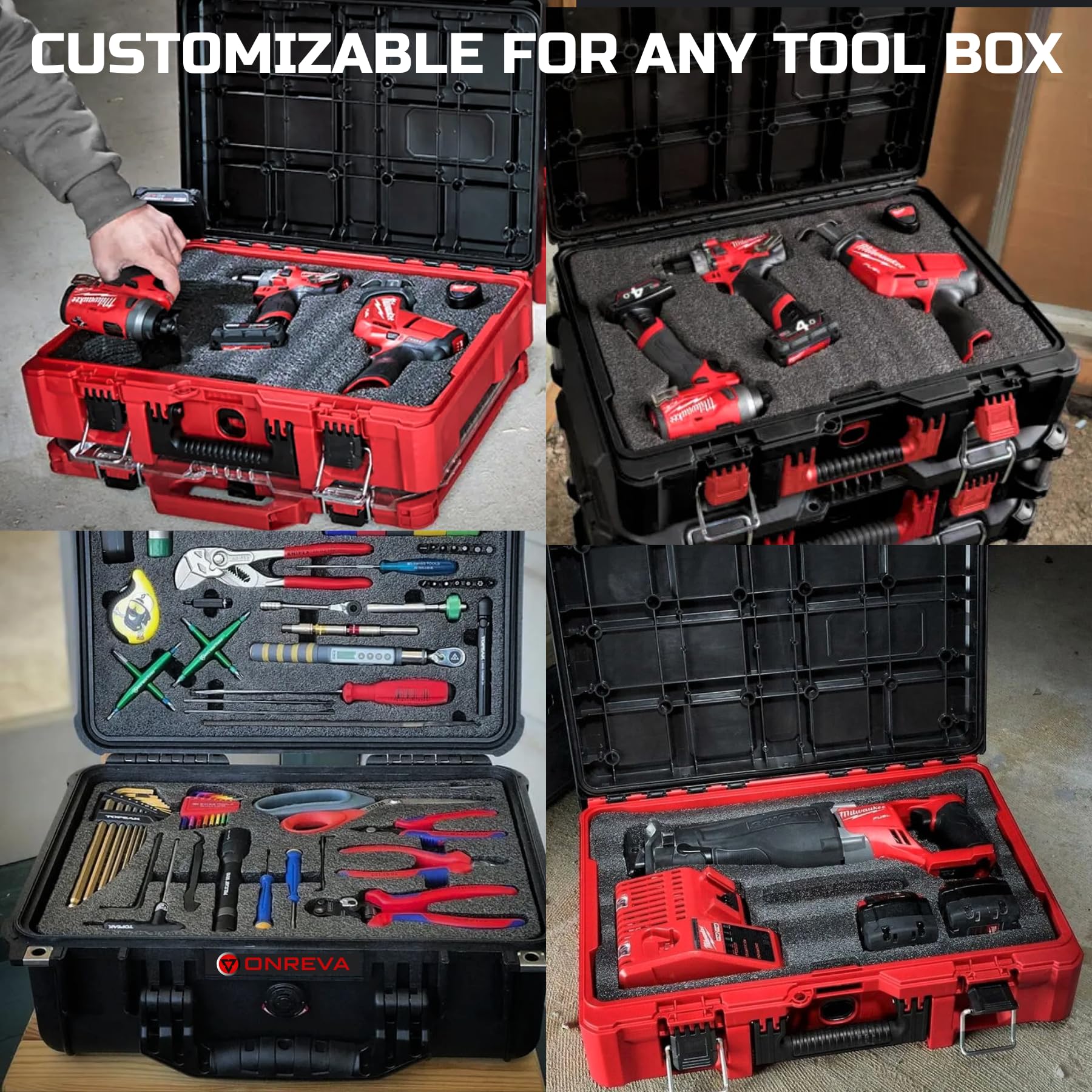 3-Pack Tool Box Foam Inserts 18x12x2 Inch - Polyethylene Storage Sheets for Hard Cases, Kaizen Organizer & Tool Shadow Foam - Perfect for Tool Organization in Workshops, Garages & Professional Toolboxes