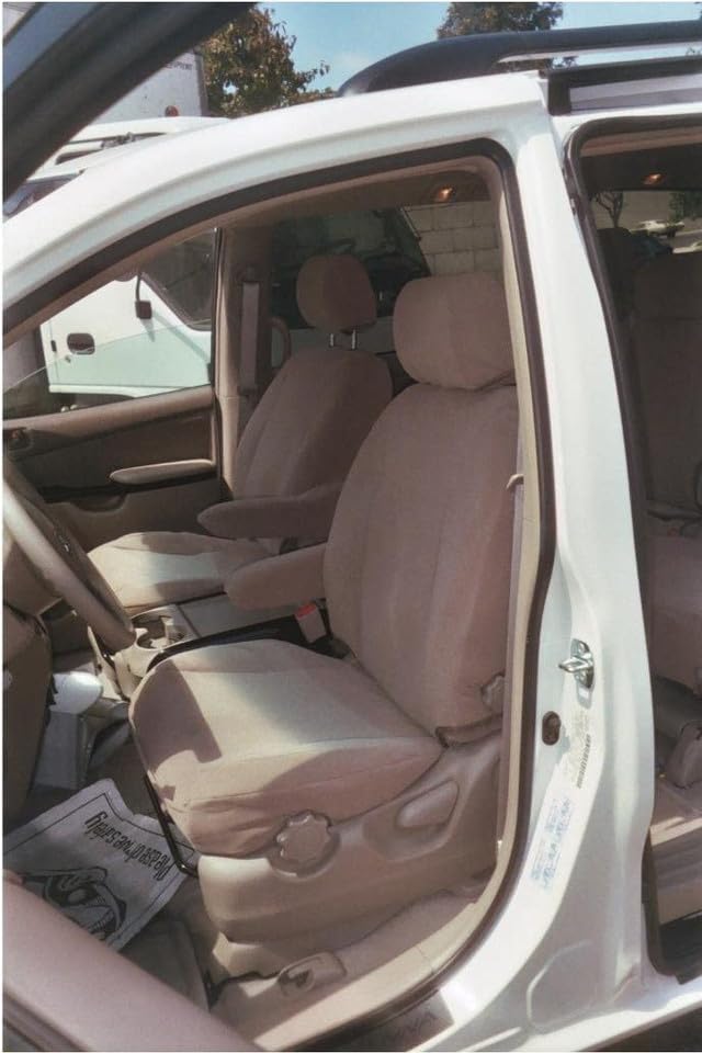 Durafit Custom Seat Covers for 2005-2008 Toyota Sienna CE 7-Passenger Van - Gray Velour Fabric with Front Seat Airbag Compatibility & Manual Controls | Perfect for Family Road Trips & Daily Commuting
