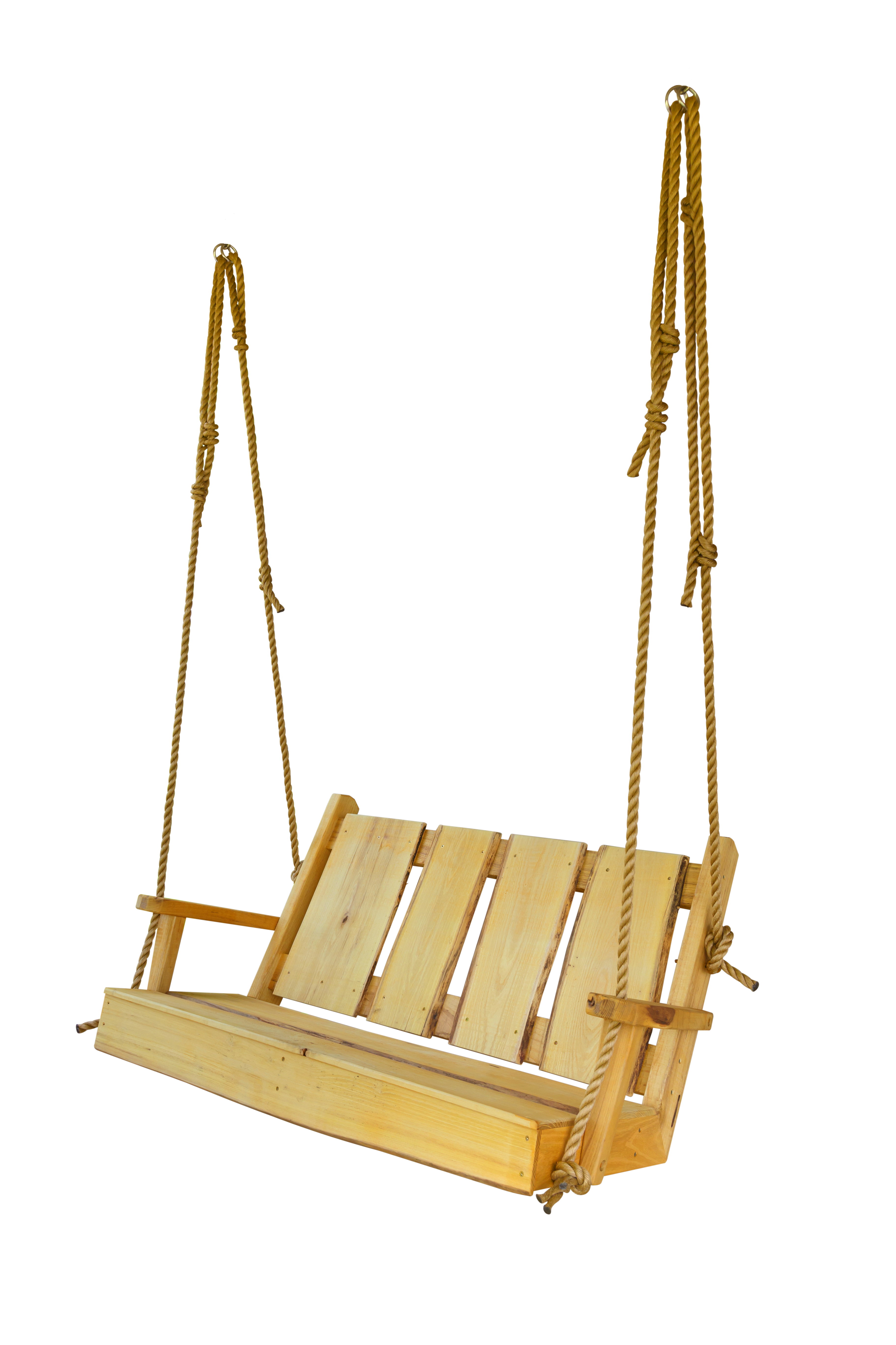A&L Furniture Blue Mountain Timberland Swing with Rope - Heavy Duty Wooden Porch Swing for Outdoor Garden, Patio, Backyard Relaxation
