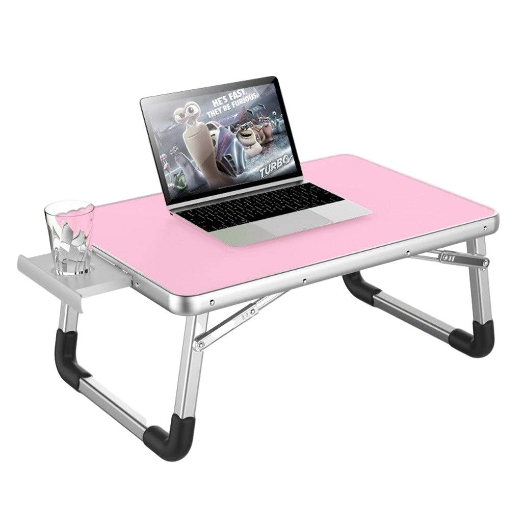 Foldable Laptop Bed Table - Portable Computer Desk for Couch, Floor & Kids | Adjustable Notebook Tray with Breakfast Tray | Pink Metal Frame (60 x 40cm) - Perfect for Home Office, Bedroom, Dorm & Small Spaces