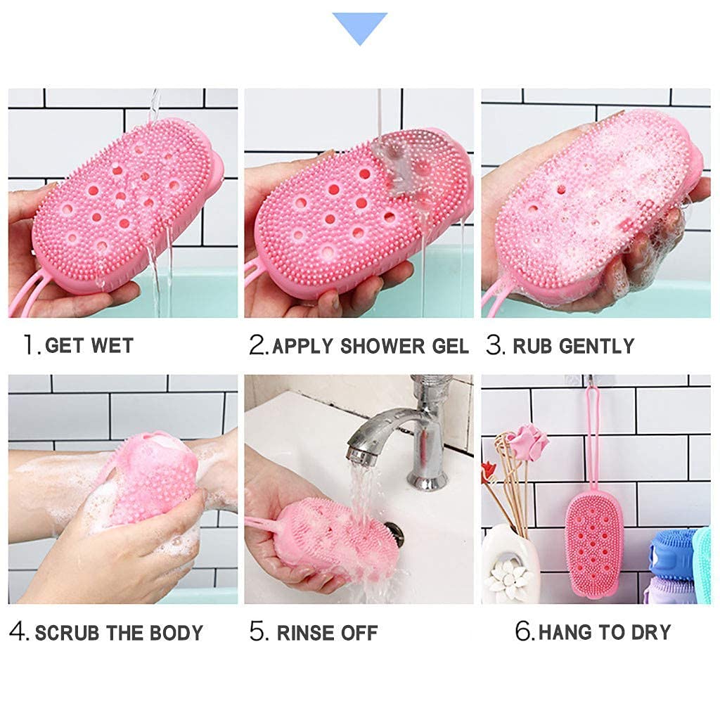 Soft Silicone Bath Brush for Kids - Double Sided Shower Sponge & Massage Scrub Gloves - Baby Bath Essentials for Gentle Cleaning & Skin Care