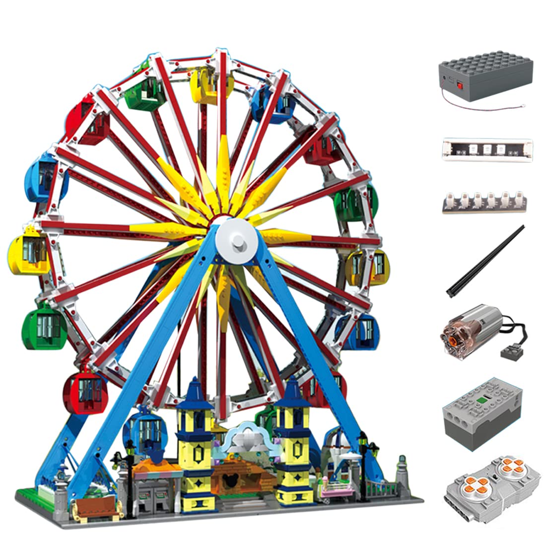 WOLFBSUH 3836Pcs Ferris Wheel Building Kit - Rotatable DIY Model with LED Lights, Compatible with Lego Blocks | Perfect STEM Educational Toy for Kids & Adults, Great for Birthday Gifts & Home Decoration