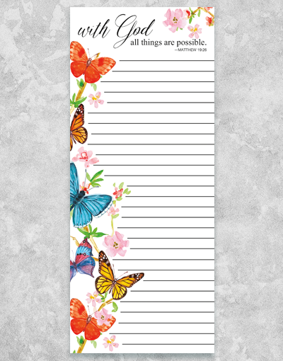 Butterfly Design Religious Shopping List Notepads - Inspirational God-Themed Memo Pads for Grocery Lists, Bible Study Notes & Church Events