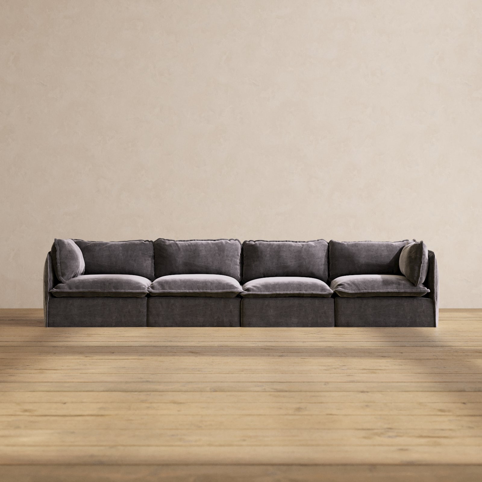 Premium Modular Performance 4-Seater Sofa in Cinder Gray | Deluxe Blend Fabric | Perfect for Living Rooms, Home Theaters & Office Lounges