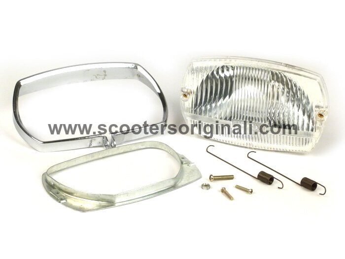 Vespa Small Frame Rectangle Headlight Unit - Complete Replacement Part for Vespa Scooters | Perfect for Night Riding & Urban Commuting