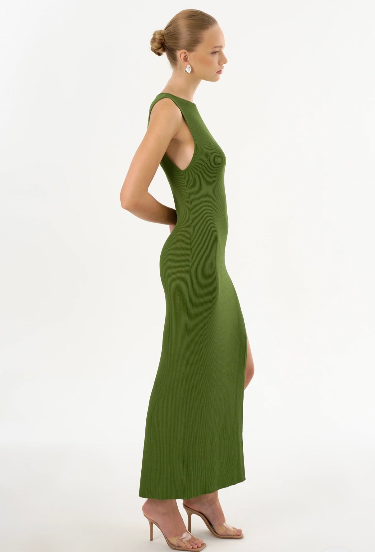 Giovanna Rib Knit Maxi Dress in Fern Green - Elegant Long Sleeve Bodycon Dress for Women, Perfect for Fall/Winter, Date Nights, and Holiday Parties