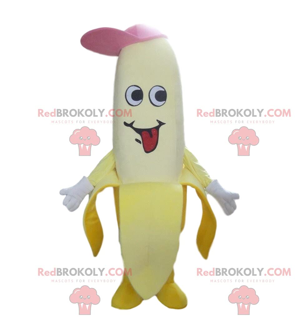 SPOTSOUND Banana REDBROKOLY Mascot Costume with Cap - Giant Fruit Outfit for Sports Events, Halloween Parties & Brand Promotions