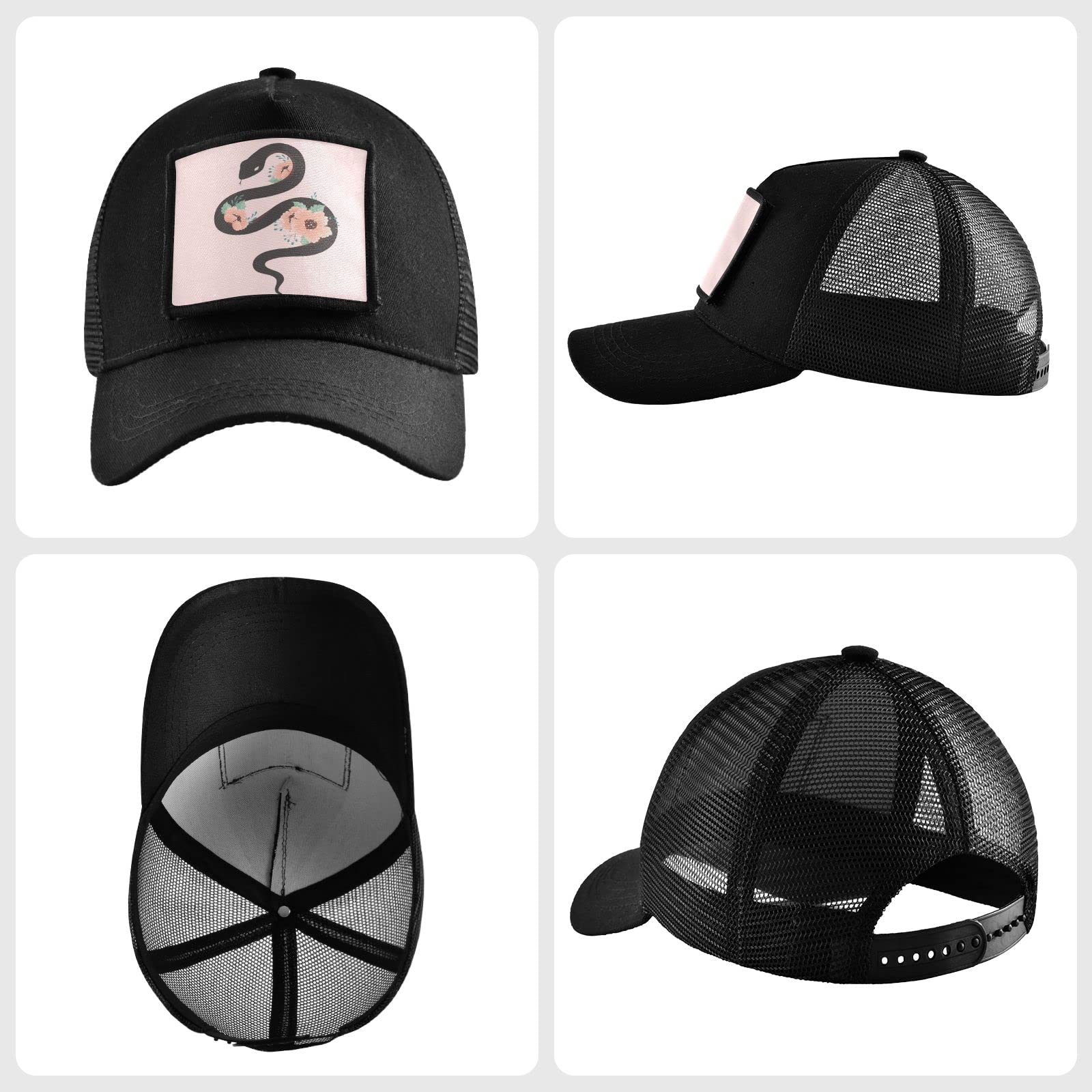 Hand Drawn Snake Baseball Cap for Men & Women - Low Profile Military Style Army Hat - Unisex Black Fashion Hat for Casual Wear, Outdoor Activities & Street Style