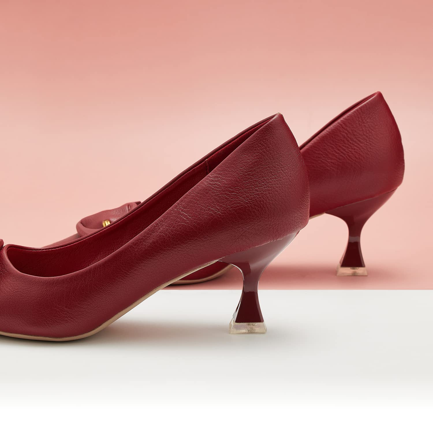 C.Paravano Women's Red Low Heel Pumps - Comfortable Kitten Heels for Work, Party & Wedding (Size 10.5) | Stylish Dress Shoes for Office, Cocktail & Formal Occasions