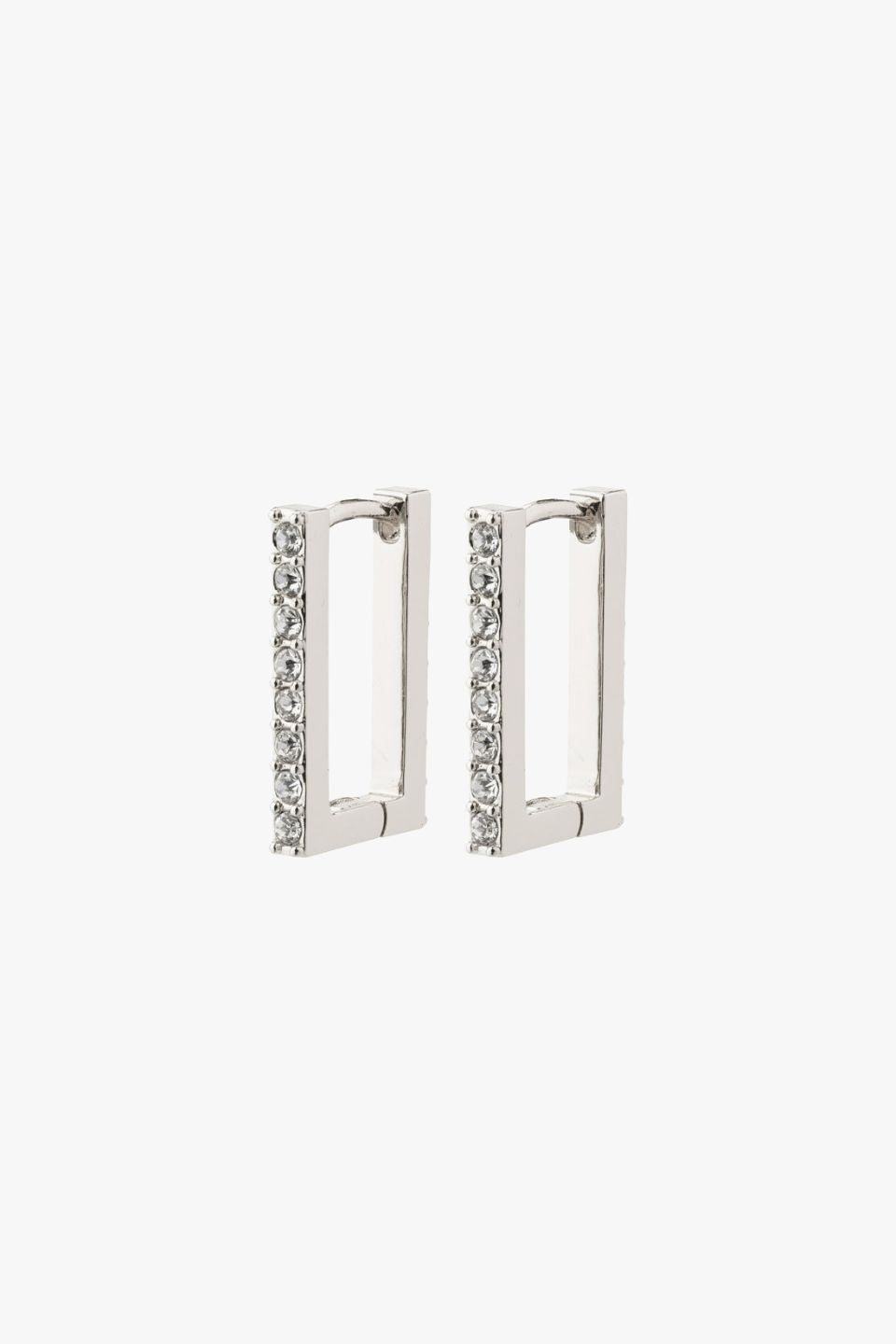 Coby Recycled Crystal EOL Square Hoop Silver Plated Earrings for Women - Trendy Boho Chic Jewelry for Party, Wedding & Everyday Wear