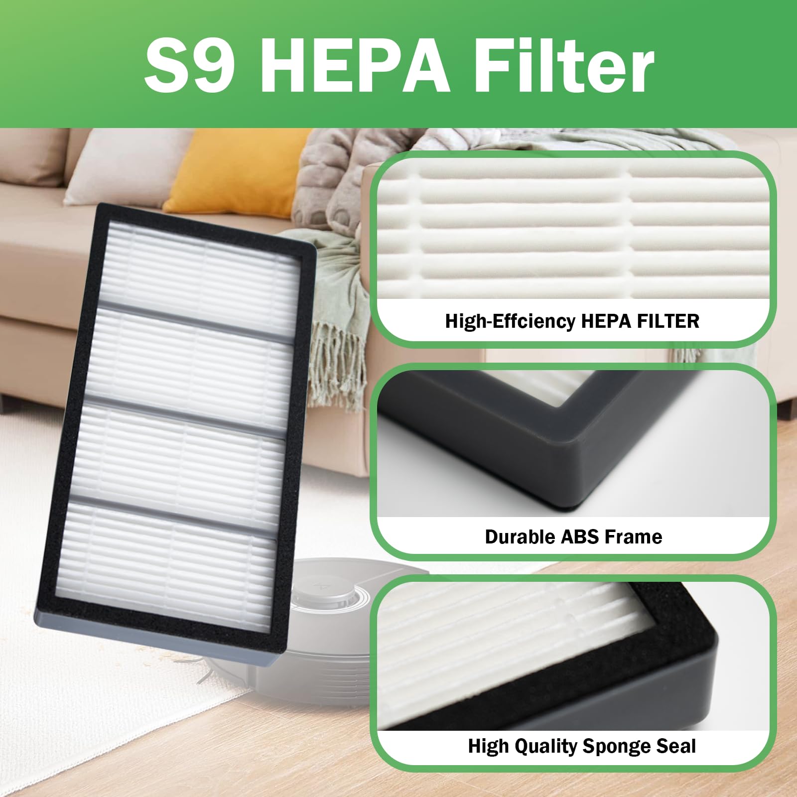 Roomba S9/S9+/S Series (9150/9550) Replacement Parts Kit - 2 Rubber Roller Brushes, 6 HEPA Filters, 6 Vacuum Bags & 8 Side Brushes | Compatible with iRobot Roomba S9, S9+ Vacuum Cleaners | Perfect for Deep Cleaning & Maintenance