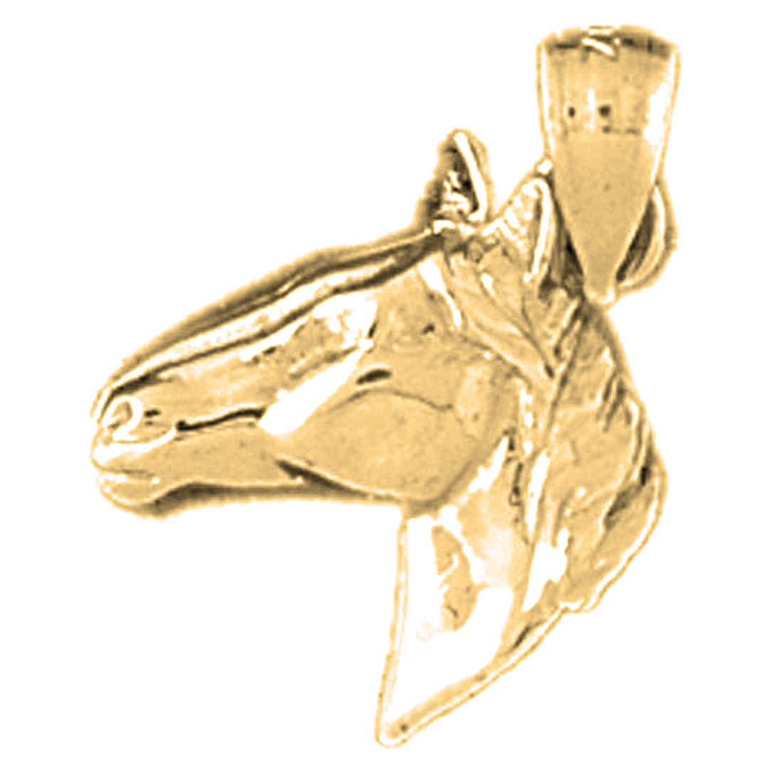 14K Yellow Gold Plated 925 Sterling Silver Horse Head Pendant Necklace - Elegant Equestrian Jewelry for Women - Perfect for Gifts, Parties, and Horse Lovers