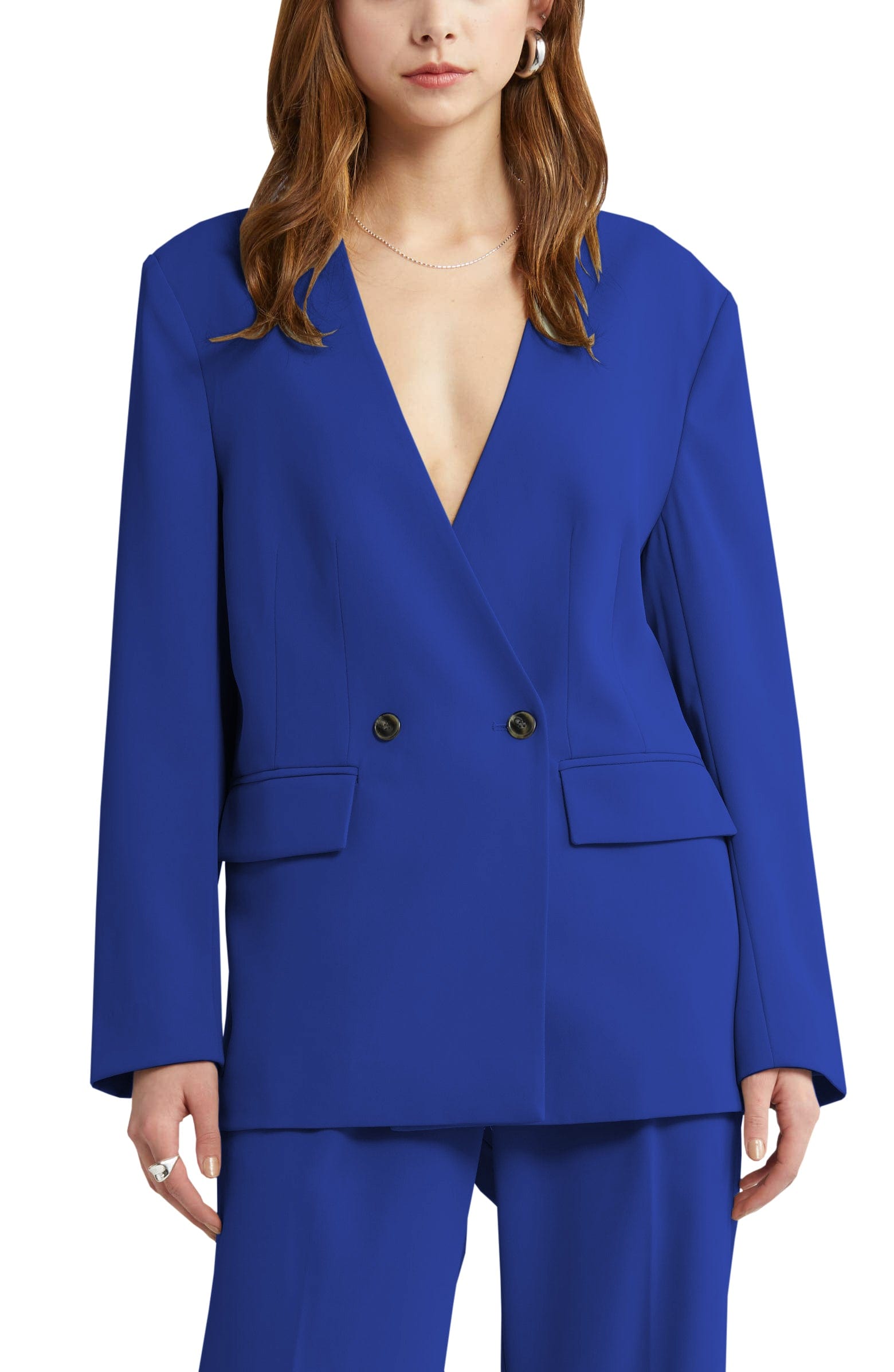 2 Piece V Neck Business Casual Women's Suit Set (Blazer & Pants) - Professional Office Wear & Formal Outfits for Work, Interviews & Business Meetings