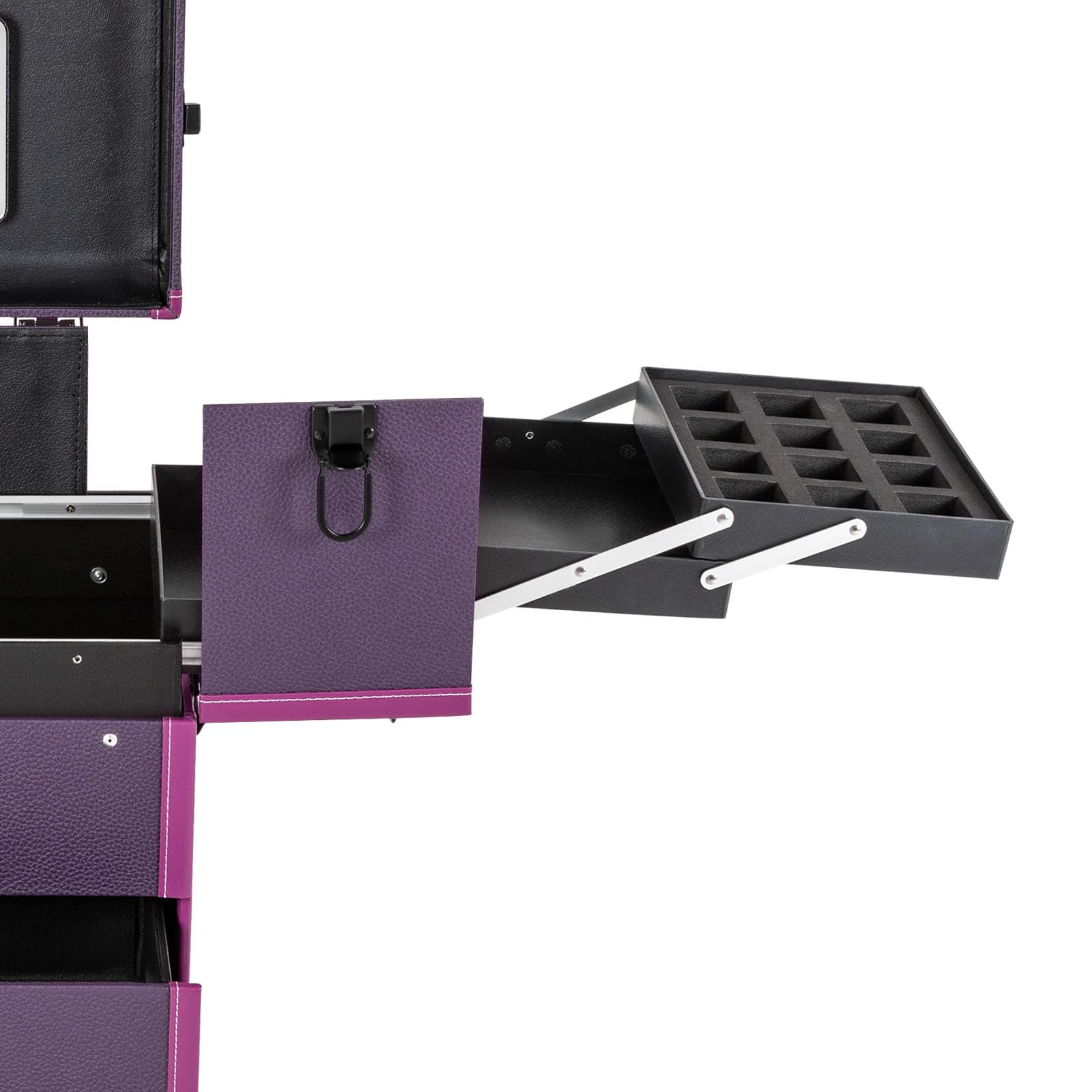 3-Tier Rolling Makeup Case - Professional Travel Cosmetic Train Case with Wheels & Lock | Portable Makeup Trolley Cart for Nail Technicians, Makeup Artists & Hairstylists | Perfect for Salon, Travel & Mobile Beauty Services