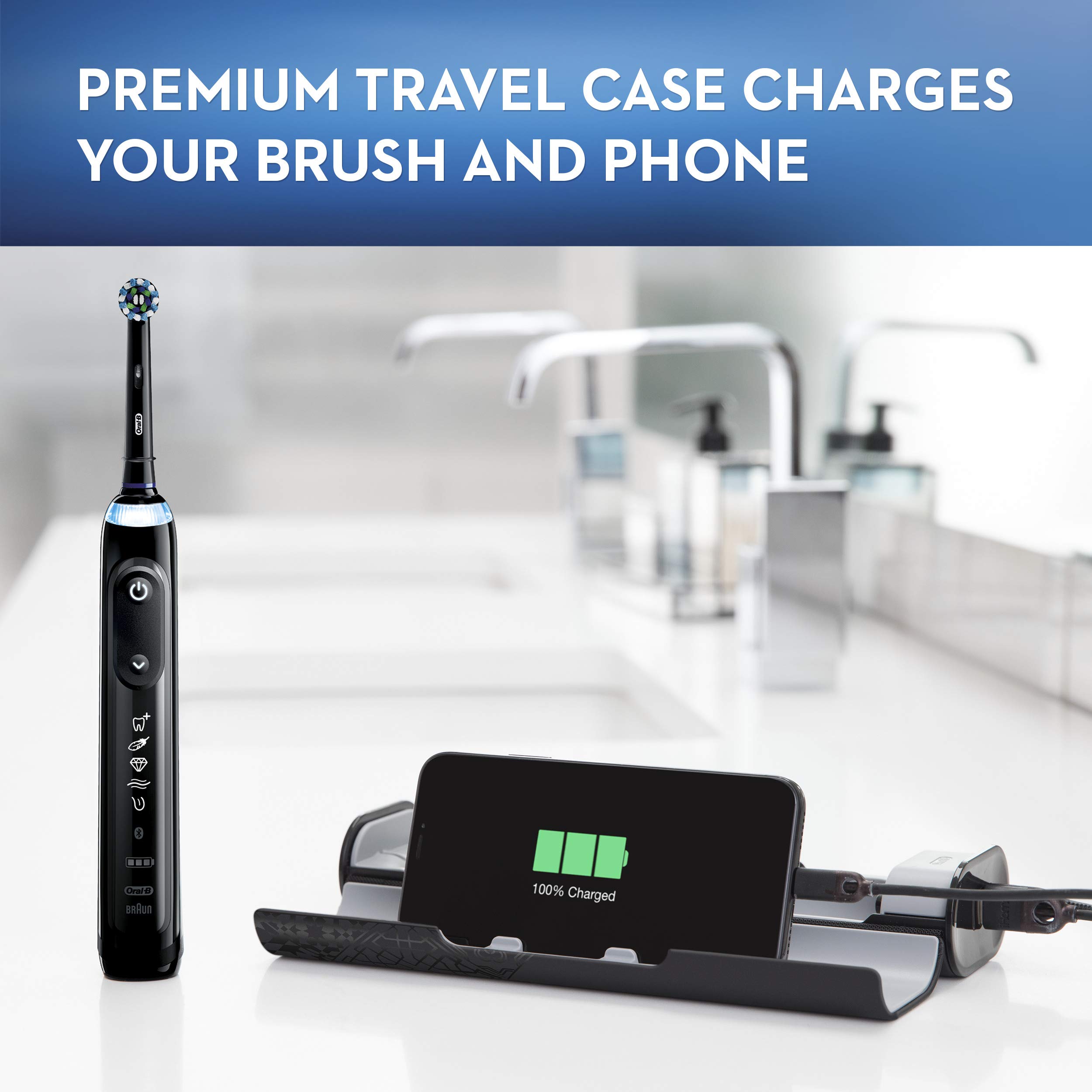 Oral-B GENIUS X Electric Toothbrush with 3 Replacement Brush Heads & Travel Case - Black | Professional Teeth Cleaning for Adults & Travel Use