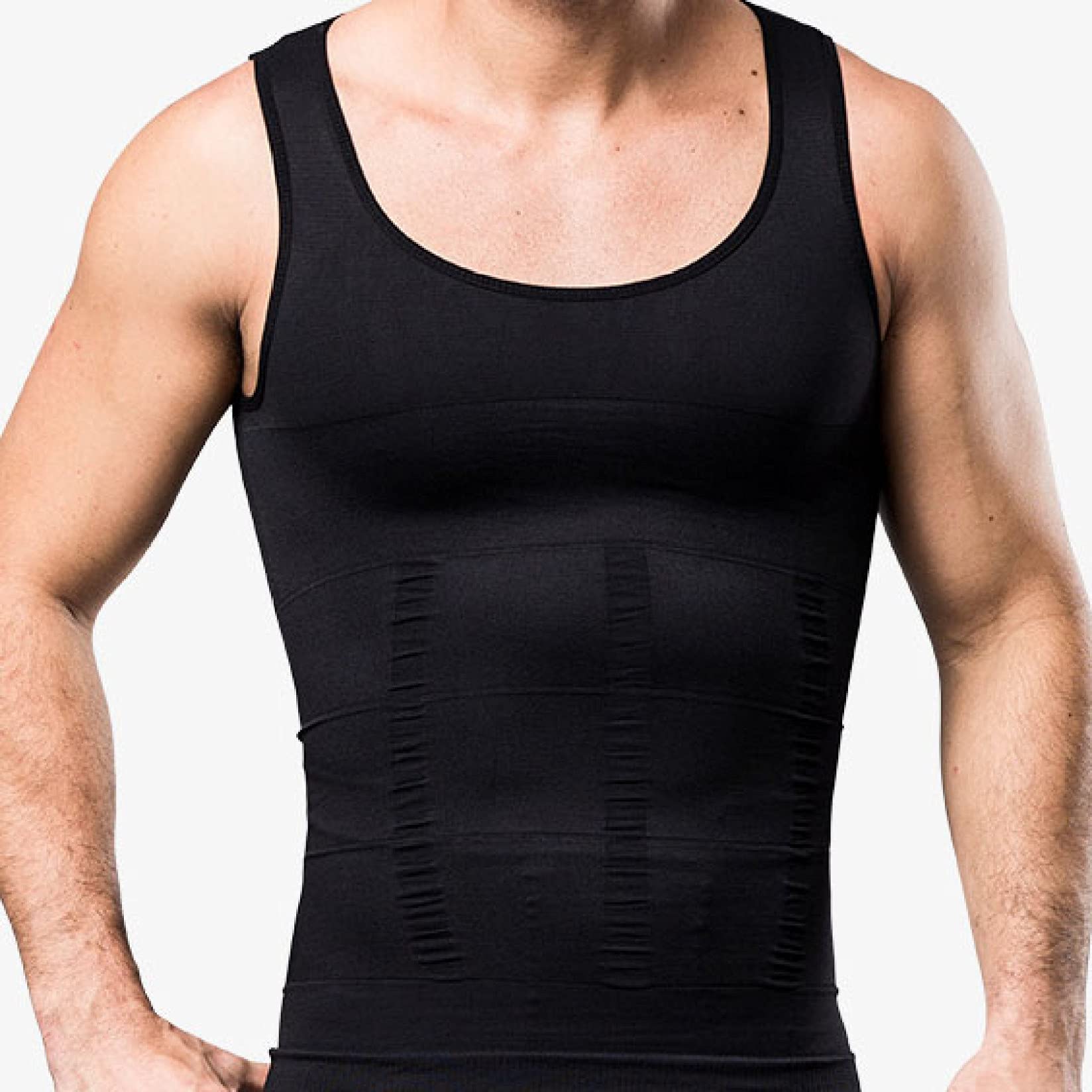 ChyJoey Men's Seamless Shapewear Tank Top - Slimming Compression Shirt for Weight Loss & Body Shaping - Scoop Neck Gym Vest for Workout & Exercise - Perfect for Fitness, Running & Daily Wear