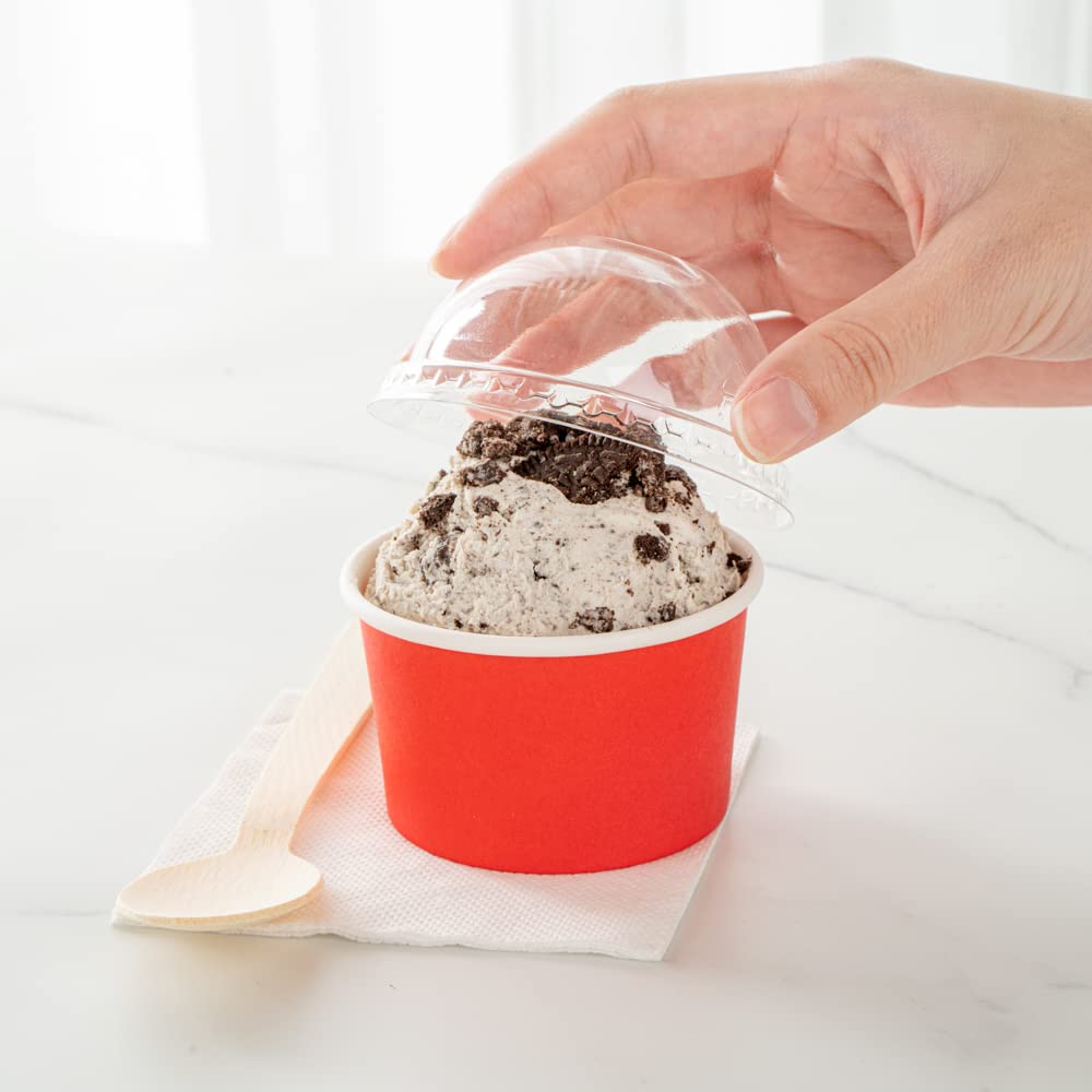50 Pack Clear Plastic Dome Lids for 3oz Coppetta To-Go Cups | Disposable Dessert Cup Lids | Perfect for Ice Cream, Yogurt & Pudding Takeout | Restaurant & Bakery Supplies