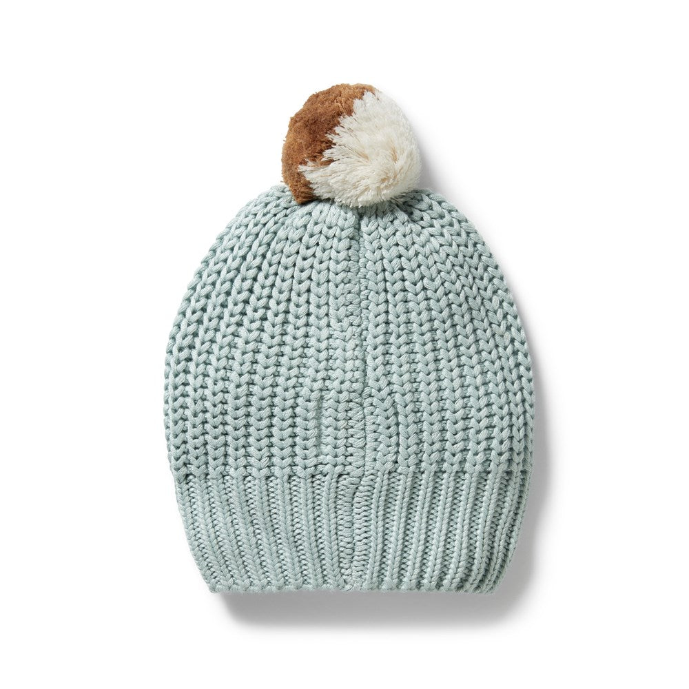 Organic Duck Egg Blue Knitted Hat for Women & Men - Soft Winter Beanie for Outdoor Activities, Hiking, and Casual Wear