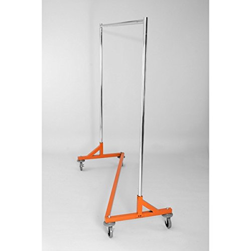 Heavy Duty Commercial Grade Z-Shaped Clothing Rack with Orange Base - 400 lbs Capacity for Retail Stores, Boutiques & Warehouse Organization