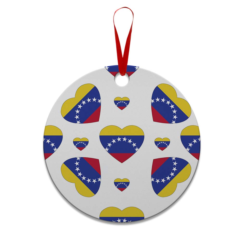 Venezuela Flag Aluminum Christmas Ornament - Round Heart-Shaped Xmas Tree Decoration for Holiday Love & Patriotism | Perfect for Home, Office & Gift Giving