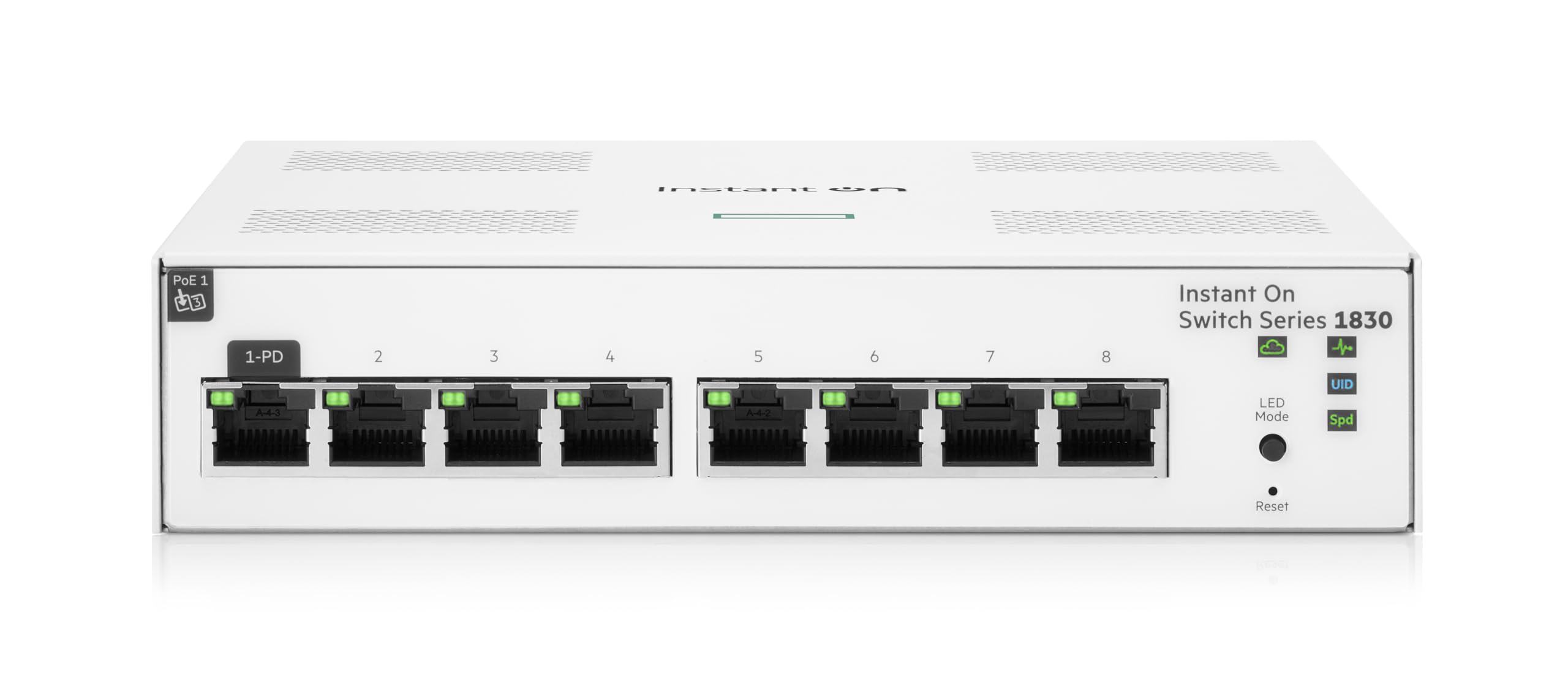 HPE Networking Instant On 1830 8-Port Gigabit Smart Managed Layer 2 Ethernet Switch | 8x 1G Ports | Fanless Design | UK Power Cord (JL810A#ACC) | Ideal for Small Business Networks & Home Offices