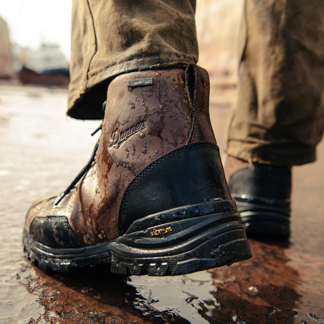 Stronghold 6 Soft Toe Work Boots for Men - Dark Brown Leather Safety Shoes - Comfortable & Durable for Construction, Landscaping & Outdoor Work