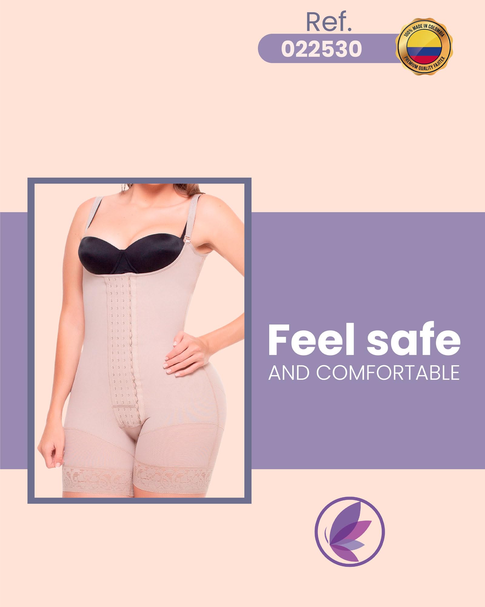 Colombian High Compression Shapewear Fajas - Butt Lifting BBL Faja 022530 for Body Contouring & Waist Training | Perfect for Postpartum Recovery, Workouts & Special Occasions