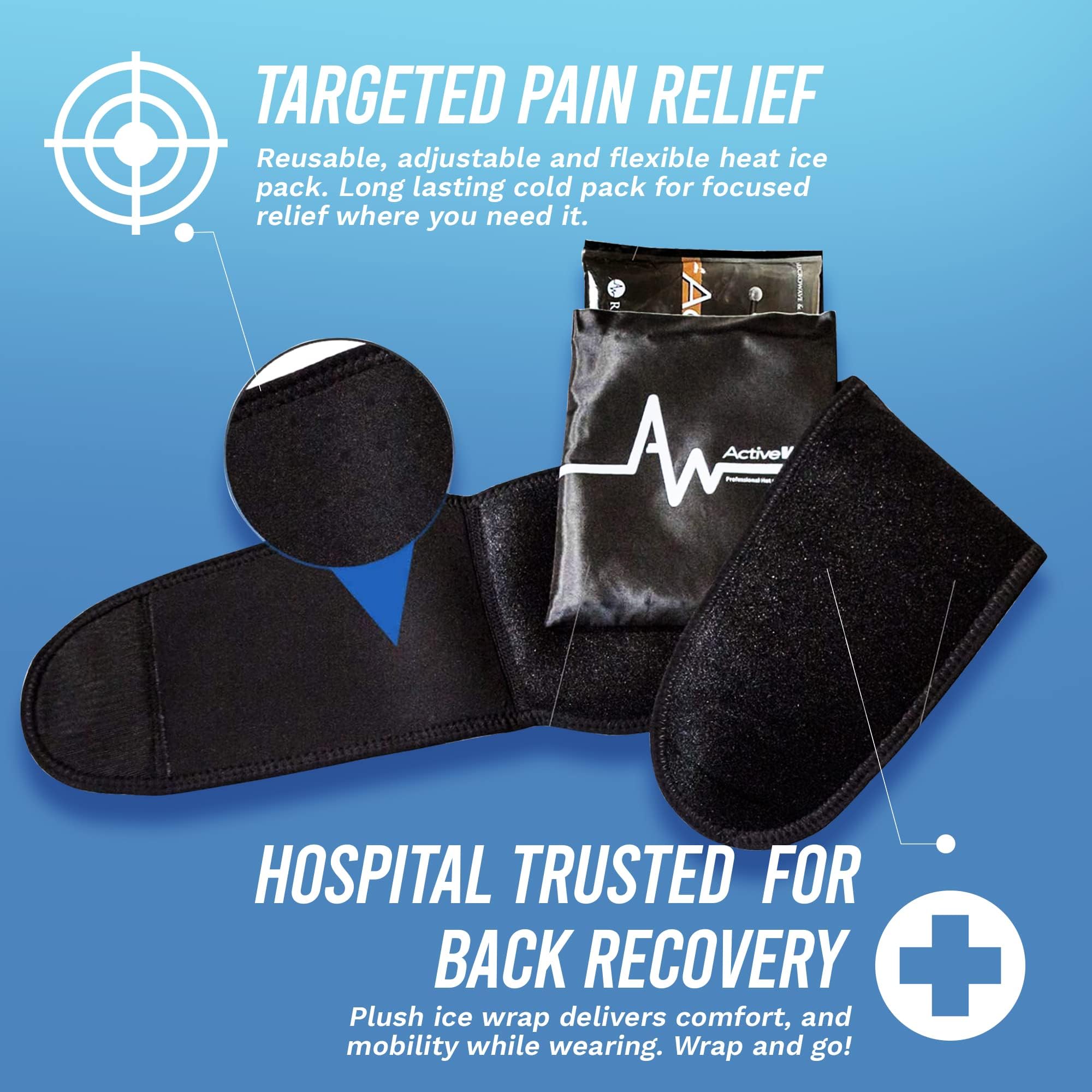 ActiveWrap Reusable Hot & Cold Gel Ice Pack Wrap for Sciatica Pain Relief, Lower Back & Hip Support - Flexible Compression Wrap for Injury Recovery, Post-Surgery, Sports & Workout Comfort