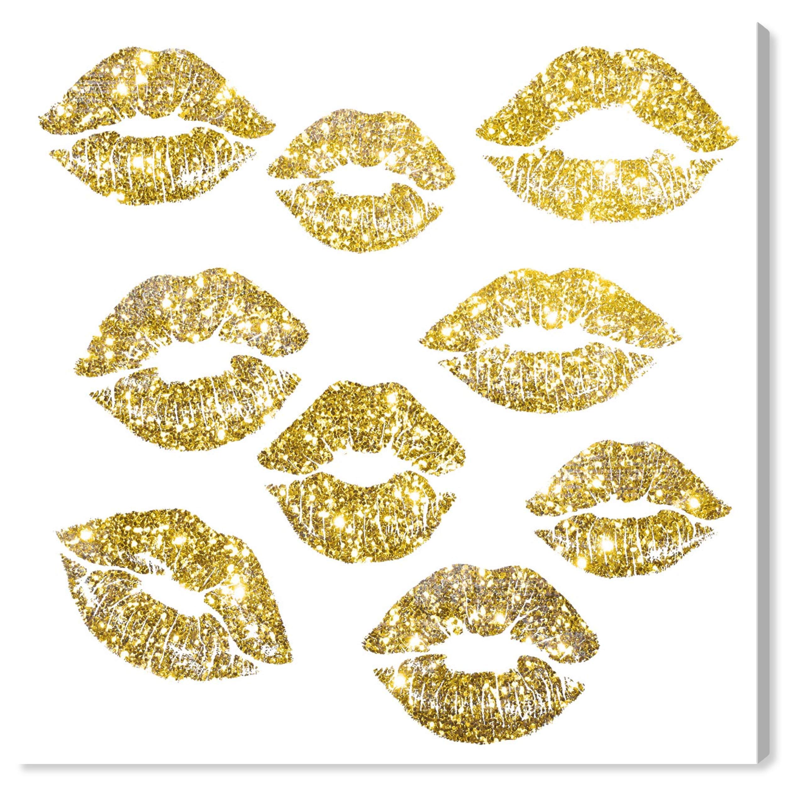 Oliver Gal Artist Co. Glitter Wall Art Canvas Print - 'Signs of Love' in Gold & White, 30x30 Inches, Fashion Home Decor for Living Room, Bedroom & Office