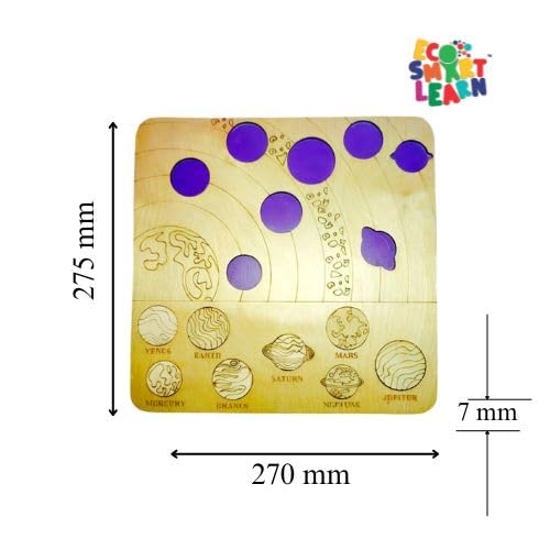 Planet Puzzle - Handcrafted Wooden Educational Toy by Ecosmartlearn | Natural Finish Montessori Learning Toy for Toddlers | Eco-Friendly STEM Gift for Kids Ages 3-5 | Perfect for Classroom, Homeschool & Birthday Gifts