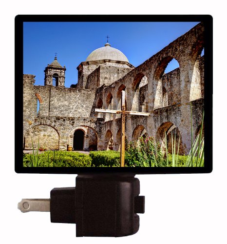 San Jose Mission San Antonio Texas LED Night Light - Religious Decor for Bedroom, Nursery & Prayer Room - Dimmable Plug-in Nightlight for Kids & Adults