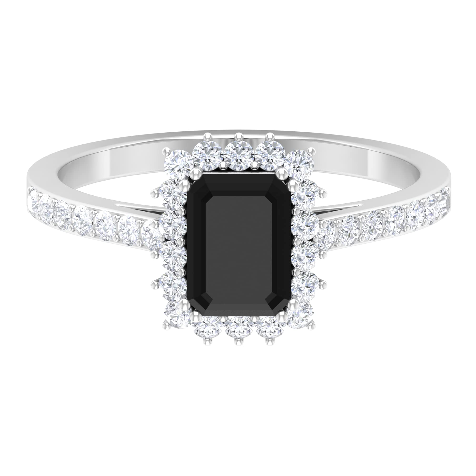 2 CT Black and White Diamond Ring - 14K Solid Gold Certified Black Diamond Engagement Ring for Women - Vintage Inspired Wedding Band for Brides & Anniversary Gifts