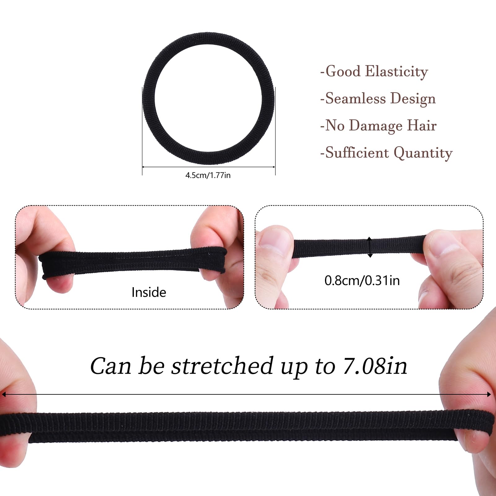100 Pack Seamless Cotton Hair Ties for Women - No Damage Brown Hair Bands, Strong Stretch Ponytail Holders for Thick Hair - Perfect for Workouts, Yoga, Office & Everyday Use (Brown)