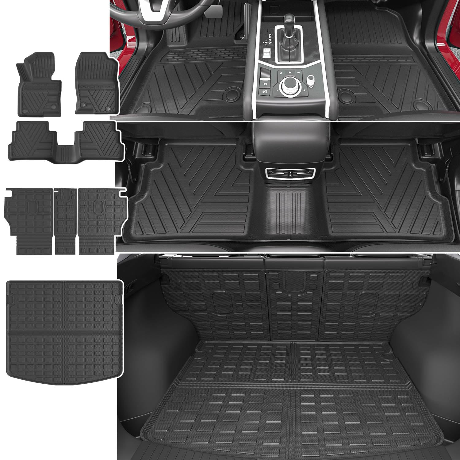 2023-2025 Mazda CX-5 All-Weather Floor Mats Set - TPE Cargo Liner + Backrest Protector + Trunk Mat - Perfect Fit for 23-25 CX-5 Models - Ideal for Road Trips, Camping & Daily Use
