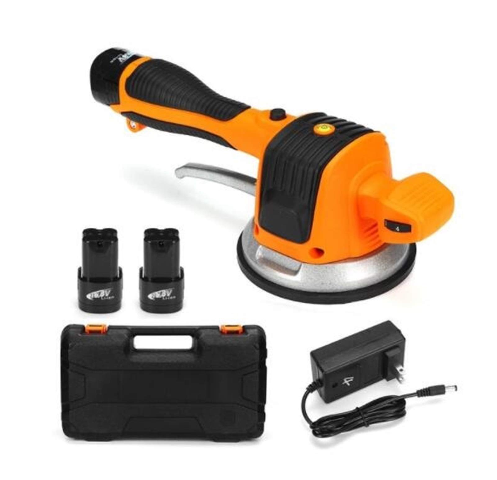 GYR Handheld Tile Leveling Machine with 2 Batteries - 6 Level Tile Vibrator for 60-120cm Tiles, Automatic Floor Leveling Tool for Tile Installation (Orange & Black) - Perfect for DIY Home Renovation & Professional Tile Laying Projects