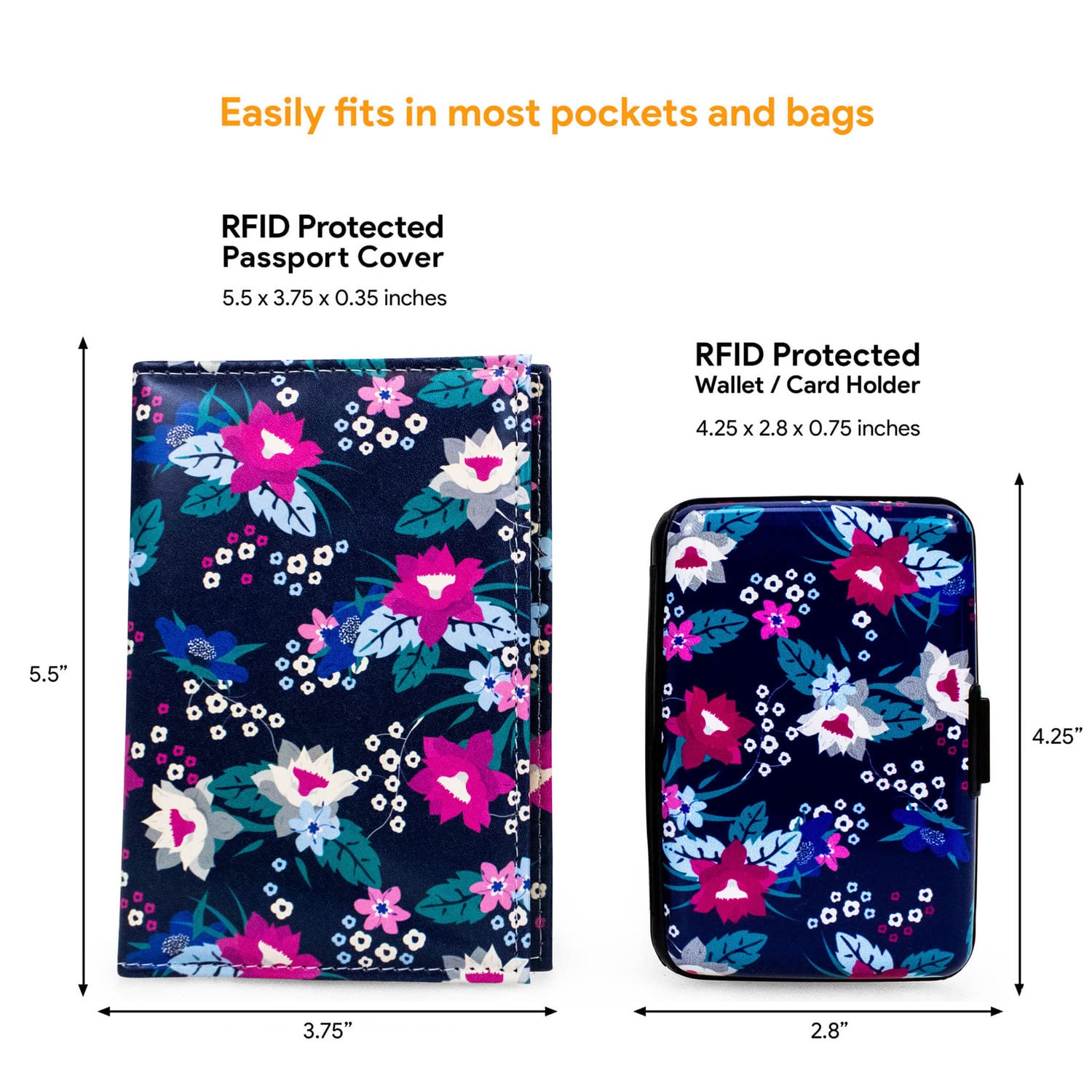 Blue Hibiscus Plastic Wallet and Passport Holder Set - Waterproof Travel Organizer for Women & Men - Perfect for Airports, Vacations, and International Trips