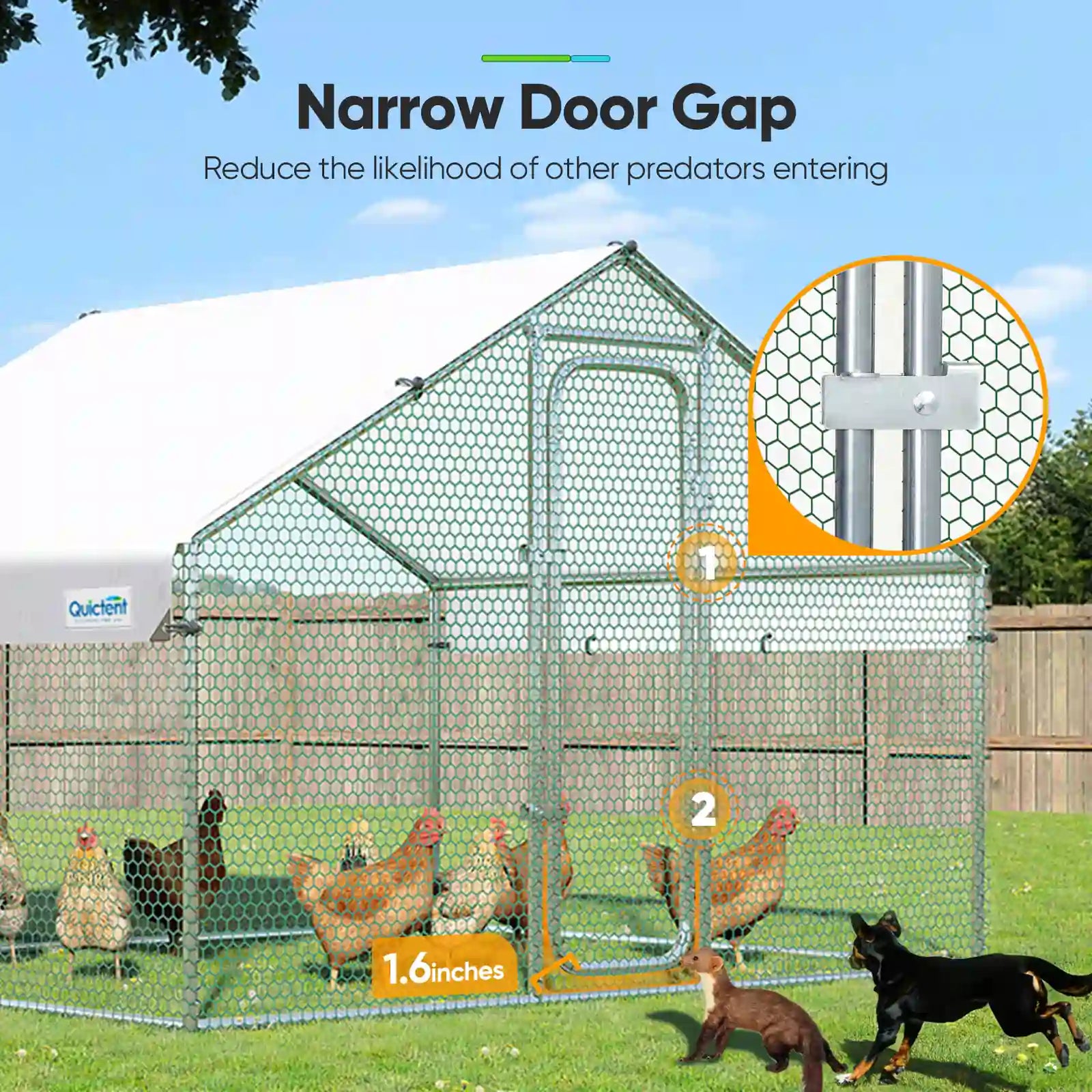 Large Metal Chicken Coop Run - Durable Outdoor Poultry Pen for Hens & Roosters - Perfect for Backyard Farming & Free Range Chicken Keeping