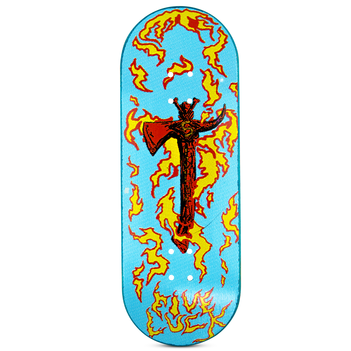 Five Luck Fingerboard Deck Sacred Axes Light Blue - Premium Mini Skateboard for Finger Tricks & Stunts - Perfect for Skateboard Enthusiasts & Collectors